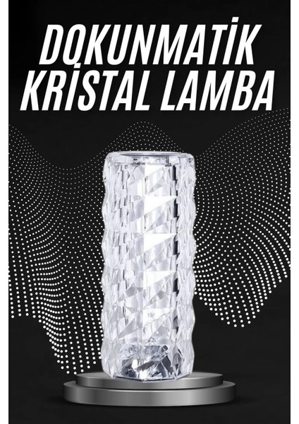 Kristal Lamba Masa Lambası Şarjlı Masa Lambası Dokunmatik Sensör USB Şarjlı
