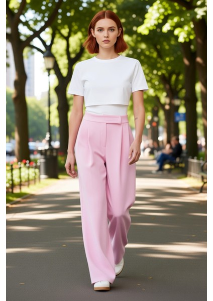 Kadın Pileli Wide Leg Pantolon Yüksek Bel Fonksiyonel Dayanıklı Kaliteli Konforlu Estetik Şık fiyatları