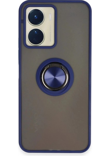 Vivo Y16 Kılıf Montreal Yüzüklü Silikon Kapak - Lacivert