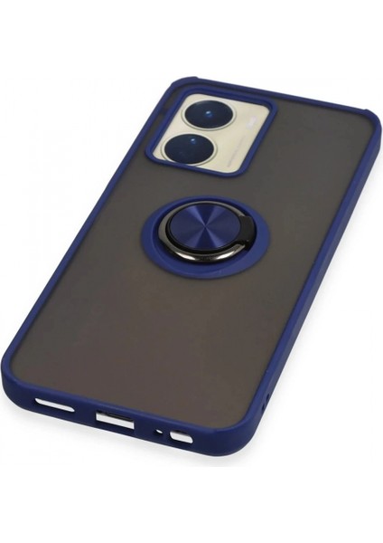 Vivo Y16 Kılıf Montreal Yüzüklü Silikon Kapak - Lacivert indirimleri