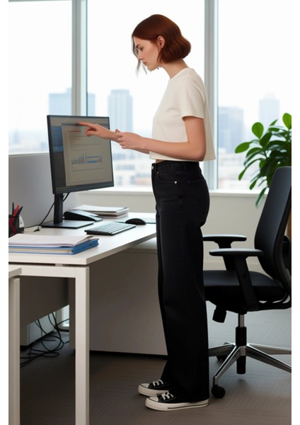 Yüksek Bel Geniş Paça Denim Pantolon Kadın Fonksiyonel Dayanıklı Kaliteli Konforlu Estetik fiyatları