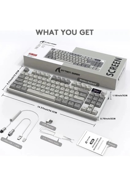 Attack Shark K86 Retrogrey App Uygulamalı Tri-Mode E-Sports Profesyonel Gaming Oyuncu Klavye indirimleri