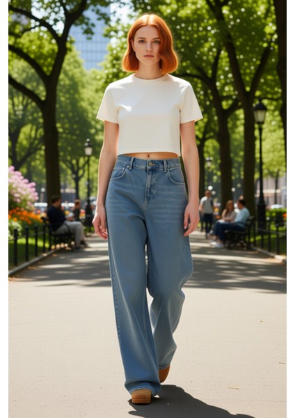 Kadın Yüksek Bel Geniş Paça Palazzo Jean Pantolon Fonksiyonel Dayanıklı Kaliteli Konforlu Şık modelleri