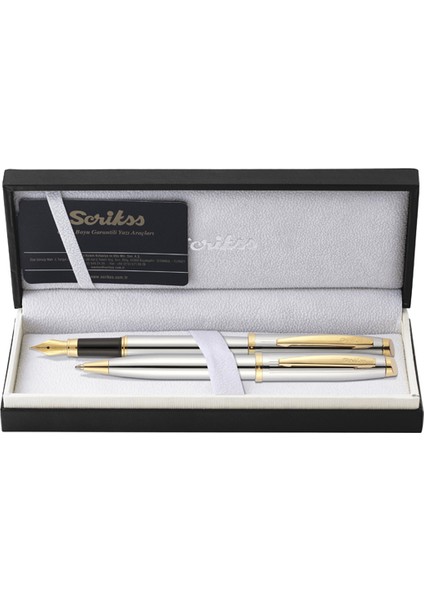 Takım Kalem Dolma+Tükenmez Gold Krom 39
