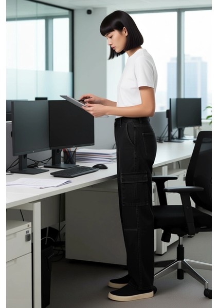 Erkek Geniş Paça Kargo Cep Detaylı Denim Pantolon Fonksiyonel Dayanıklı Kaliteli Konforlu Şık modelleri