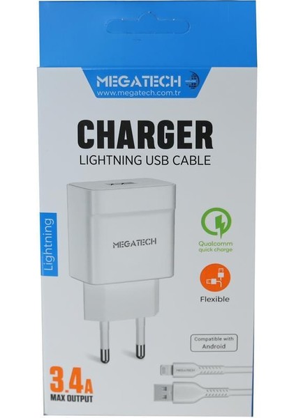Cc-03 (MT-CL34) 3.4A Lightning USB Kablo + Ev Şarj Adaptörü Hızlı Şarj fiyatları
