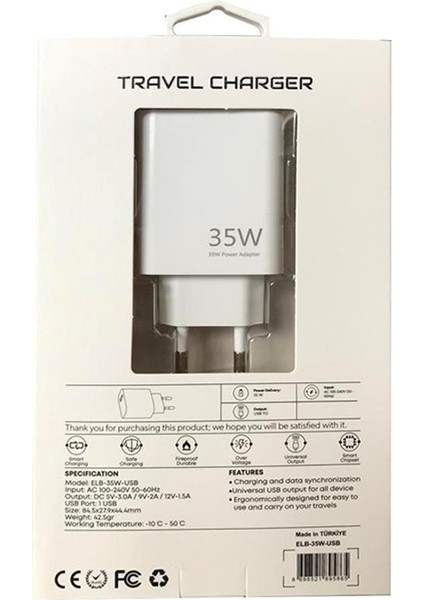 ELB11 ELB-35W USB 35W Hızlı Şarj Akım Koruma Ev Şarj Kafa fiyatları