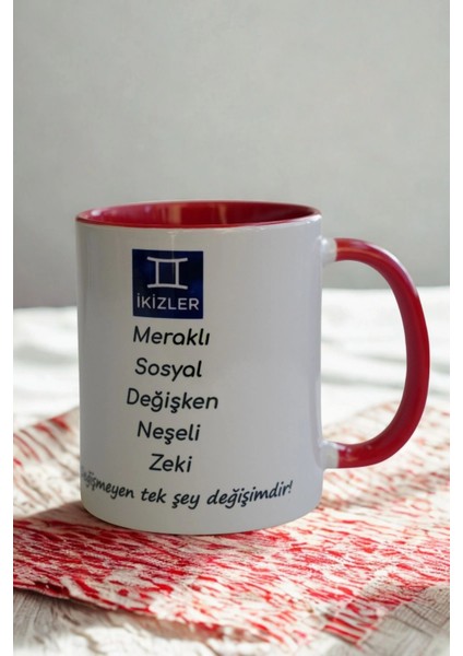 Ikizler Burcu Porselen Kupa – Meraklı, Neşeli, Zeki ve Sosyal Tasarım Kupa