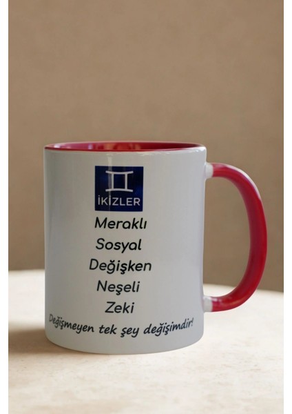 Ikizler Burcu Porselen Kupa – Meraklı, Neşeli, Zeki ve Sosyal Tasarım Kupa modelleri