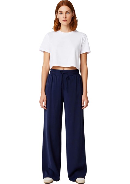 Kadın Düz Dokuma Geniş Paça Pantolon Fonksiyonel Dayanıklı Kaliteli Konforlu Estetik Rahat fırsatları