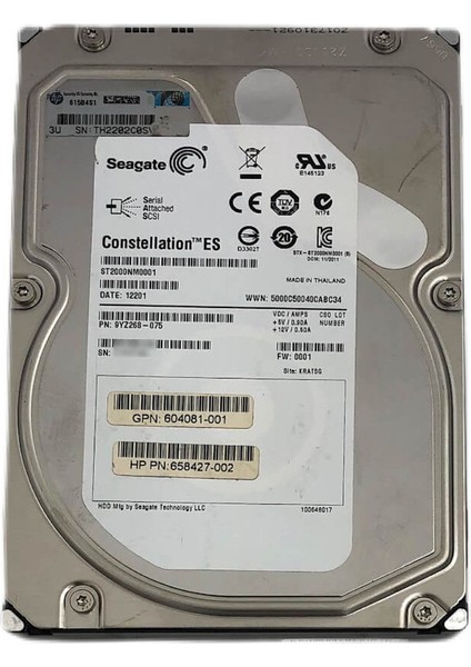 2tb ST2000NM0001 7200 Rpm Sas 3.5" Hard Drive Refrubıshed