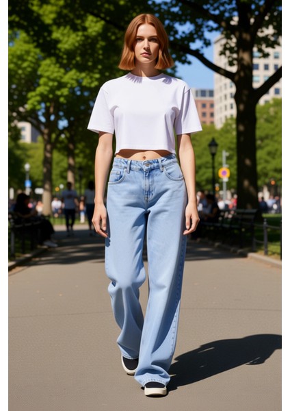 Kadın Geniş Paça Düşük Bel Denim Pantolon Fonksiyonel Dayanıklı Kaliteli Konforlu Estetik Şık modelleri