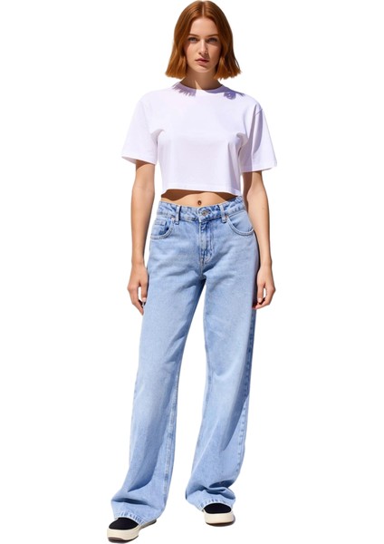 Kadın Geniş Paça Düşük Bel Denim Pantolon Fonksiyonel Dayanıklı Kaliteli Konforlu Estetik Şık fırsatları