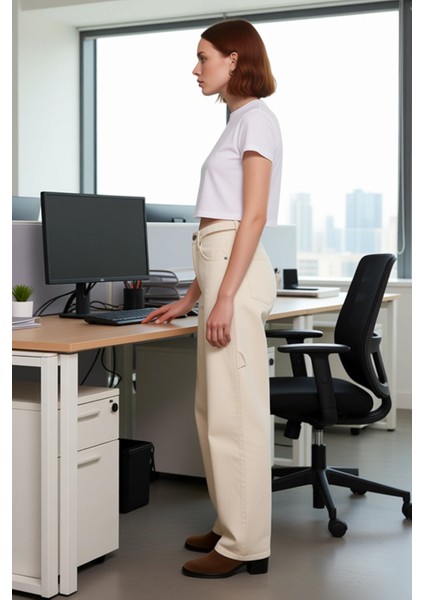 Kadın Için Sürdürülebilir Açık Bol Kesim Yüksek Bel Jean Fonksiyonel Dayanıklı Kaliteli Şık