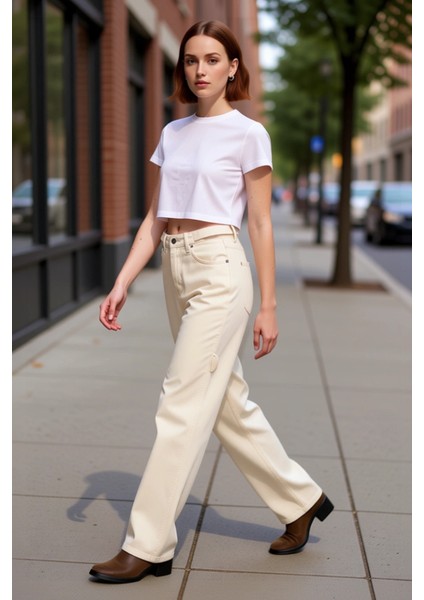 Kadın Için Sürdürülebilir Açık Bol Kesim Yüksek Bel Jean Fonksiyonel Dayanıklı Kaliteli Şık modelleri