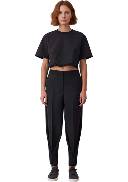 Düğme Detaylı Wide Leg Kumaş Pantolon Kadın Fonksiyonel Dayanıklı Kaliteli Konforlu Modern fırsatları