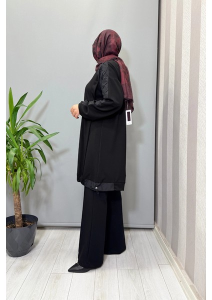 Kolu Kumaş ve Diliş Detaylı Tunik Siyah 38040 fiyatları