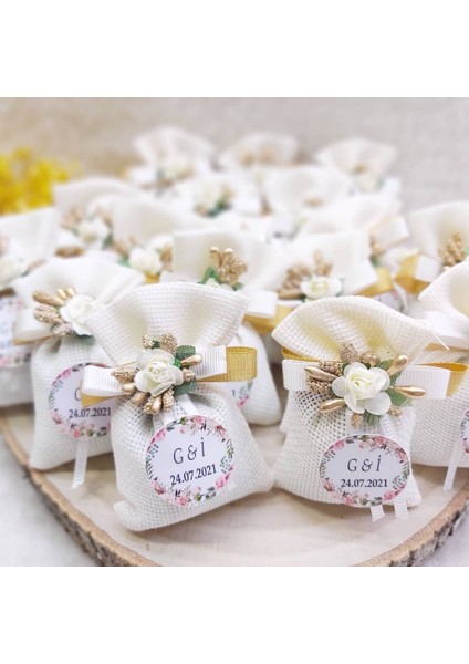 10 Adet Küçük Kese Nikah Şekeri Etamin Kese Mor modelleri