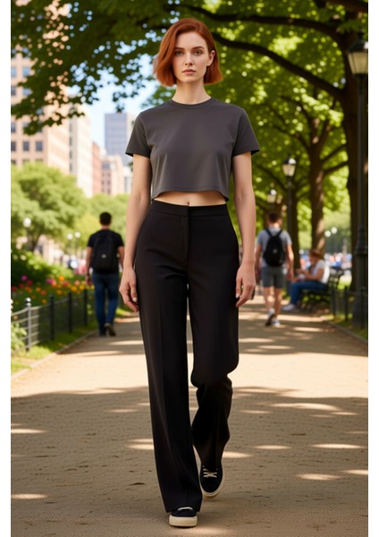 Kadın Düz Dokuma Geniş Paça Pantolon Fonksiyonel Dayanıklı Kaliteli Konforlu Estetik Rahat fiyatları