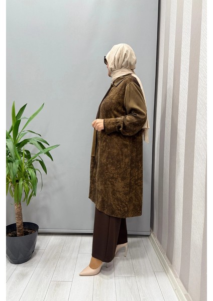 Desenli Parça Detaylı Ipek Gömlek Kahve 38303 fiyatları