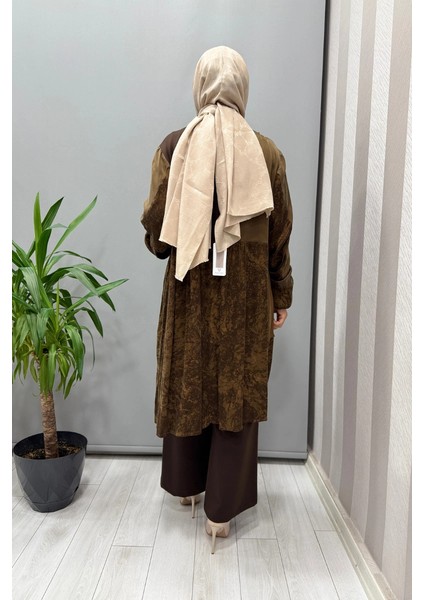 Desenli Parça Detaylı Ipek Gömlek Kahve 38303 modelleri