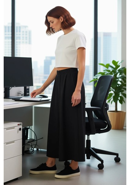 Kadın Mat Dokulu Palazzo Pantolon Fonksiyonel Dayanıklı Kaliteli Konforlu Estetik Premium Şık