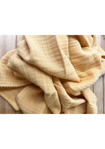 80X100CM 4 Katlı Hardal Renk Müslin Battaniye %100 Pamuk Müslin modelleri