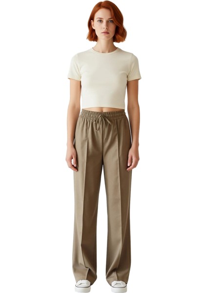 Kadın Geniş Paça Dokuma Pantolon Fonksiyonel Dayanıklı Kaliteli Konforlu Estetik Premium Şık fırsatları