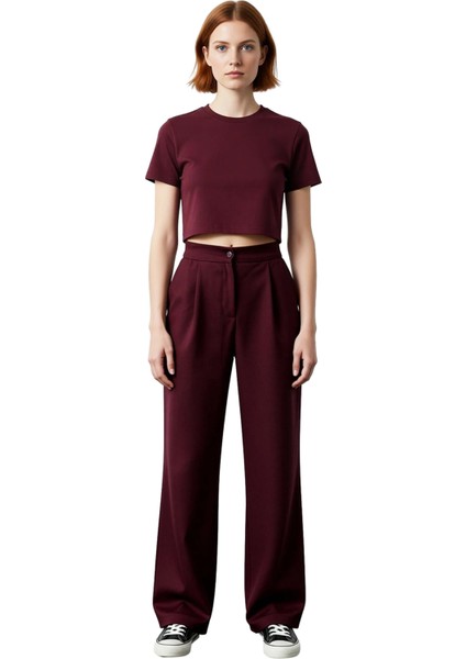 Kadın Yüksek Bel Düz Kesim Poliviskon Kumaş Pantolon Fonksiyonel Dayanıklı Kaliteli Modern fırsatları