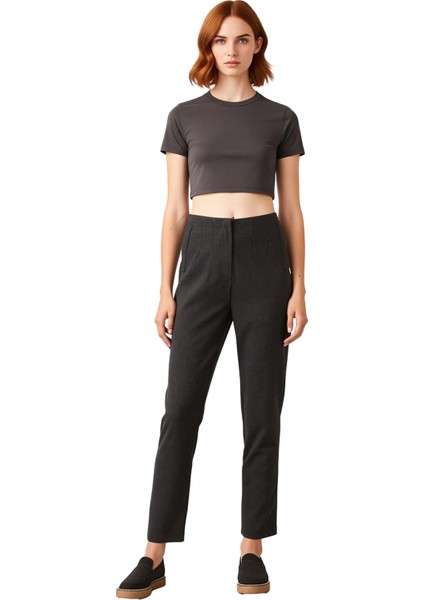 Kadın Yüksek Bel Bilek Boy Cigarette Dokuma Pantolon Fonksiyonel Dayanıklı Kaliteli Modern fırsatları