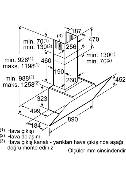 LC98KLR62S Duvar Tipi Davlumbaz 90 cm Siyah Cam
