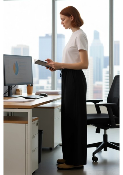 Kadın Düz Poplin Dokuma Pantolon Rahat Kesim Fonksiyonel Dayanıklı Kaliteli Konforlu Zarif