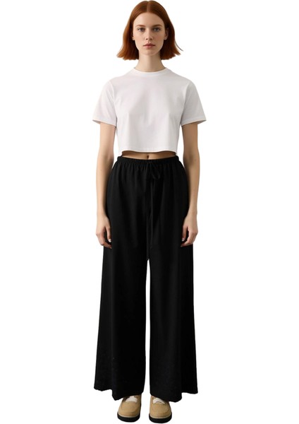 Kadın Düz Poplin Dokuma Pantolon Rahat Kesim Fonksiyonel Dayanıklı Kaliteli Konforlu Zarif fırsatları