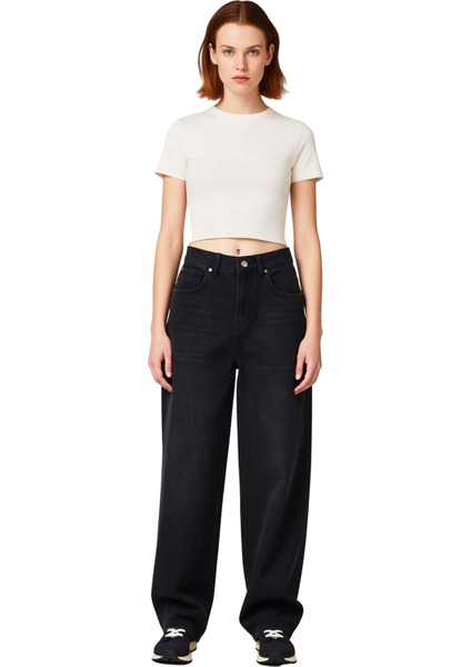 Kadın Açık Geniş Paça Denim Pantolon Fonksiyonel Dayanıklı Kaliteli Konforlu Estetik Rahat fırsatları