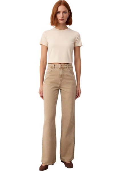 Kadın Vintage Yıkama Geniş Paça Jean Pantolon Fonksiyonel Dayanıklı Kaliteli Konforlu Spor fırsatları