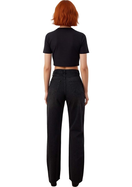 Kadın Yüksek Bel Wide Leg Denim Pantolon Fonksiyonel Dayanıklı Kaliteli Konforlu Estetik Şık indirimleri