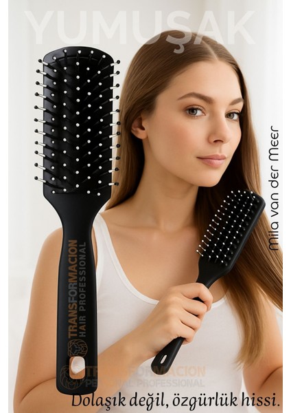 40 Ayak Nano Dolaşık Saç Açıcı Tarak, Karbon Plastik Gövde, Havalandırmalı Tasarım 722302