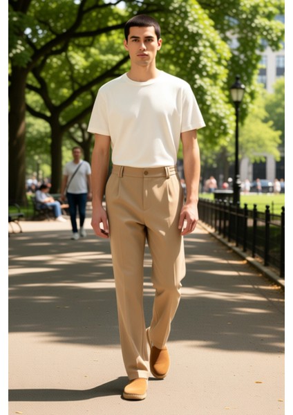 Erkek Düz Dokuma Wideleg Pantolon Fonksiyonel Dayanıklı Kaliteli Konforlu Estetik Premium Şık fiyatları