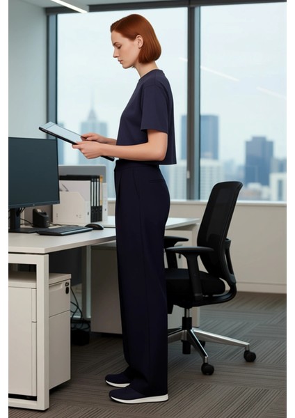 Kadın Yüksek Bel Düz Kesim Poliviskon Kumaş Pantolon Fonksiyonel Dayanıklı Kaliteli Modern