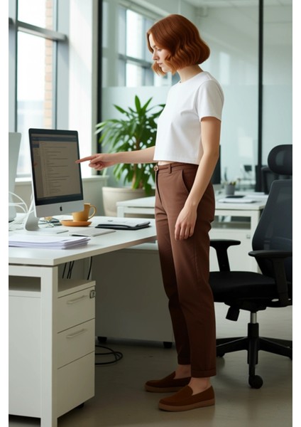 Kadın Haki Dokuma Gabardin Pantolon Fonksiyonel Dayanıklı Kaliteli Konforlu Estetik Modern