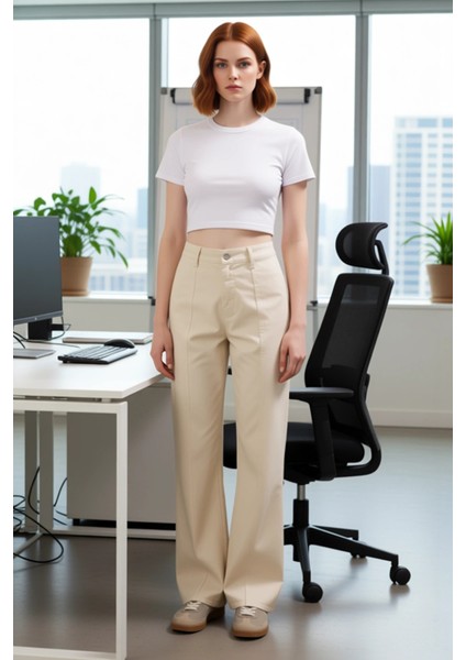 Kadın Geniş Paça Dikiş Detaylı Jean Fonksiyonel Dayanıklı Kaliteli Konforlu Estetik Modern modelleri