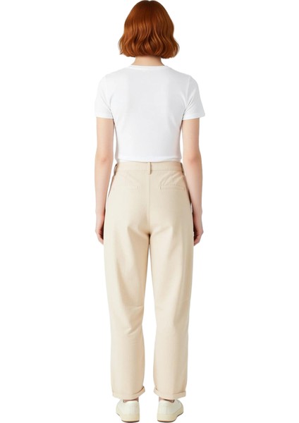 Kadın Yüksek Bel Geniş Paça Keten Pantolon Kemer Detaylı Fonksiyonel Dayanıklı Kaliteli Şık fiyatları