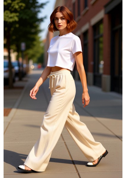 Kadın Bol Kesim Yüksek Bel Keten Pantolon Fonksiyonel Dayanıklı Kaliteli Konforlu Estetik Şık modelleri