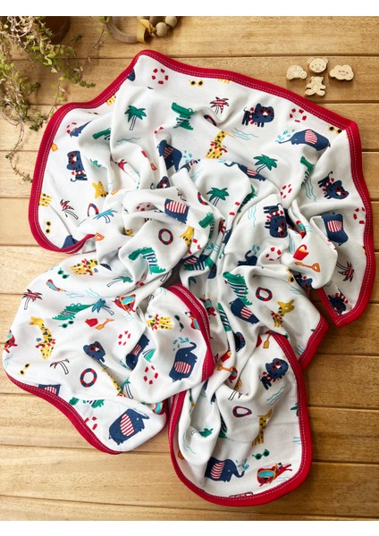 Naturel Pamuklu 80X90 cm Tek Kat Zürafalı Penye Bebek Battaniye