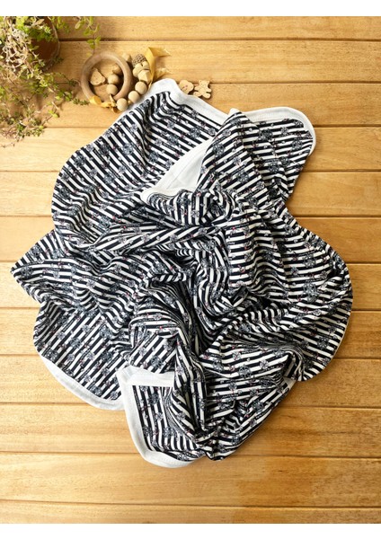 Naturel Pamuklu 80X90 cm Tek Kat Denizci Penye Bebek Battaniye