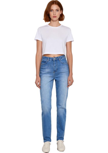 Kadın Yüksek Bel Elastik Flare Denim Pantolon Tüm Mevsimler Için Fonksiyonel Dayanıklı Şık