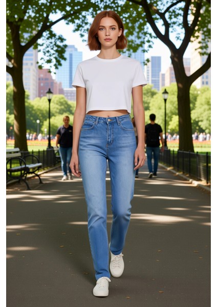 Kadın Yüksek Bel Elastik Flare Denim Pantolon Tüm Mevsimler Için Fonksiyonel Dayanıklı Şık fırsatları