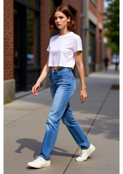 Kadın Yüksek Bel Elastik Flare Denim Pantolon Tüm Mevsimler Için Fonksiyonel Dayanıklı Şık indirimleri