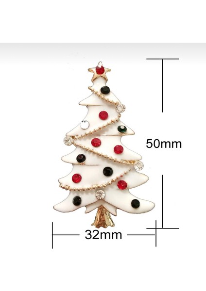 Beyaz Çam Ağacı Broş - Yılbaşı Broş fiyatları