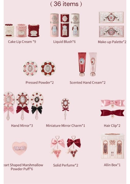 Strawberry Cupid 36 Parçalı Lüks Hediye Seti modelleri